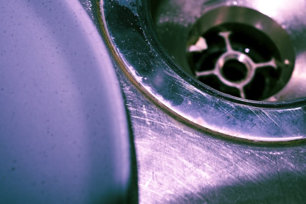Stainless steel sink drain ready for cleaning